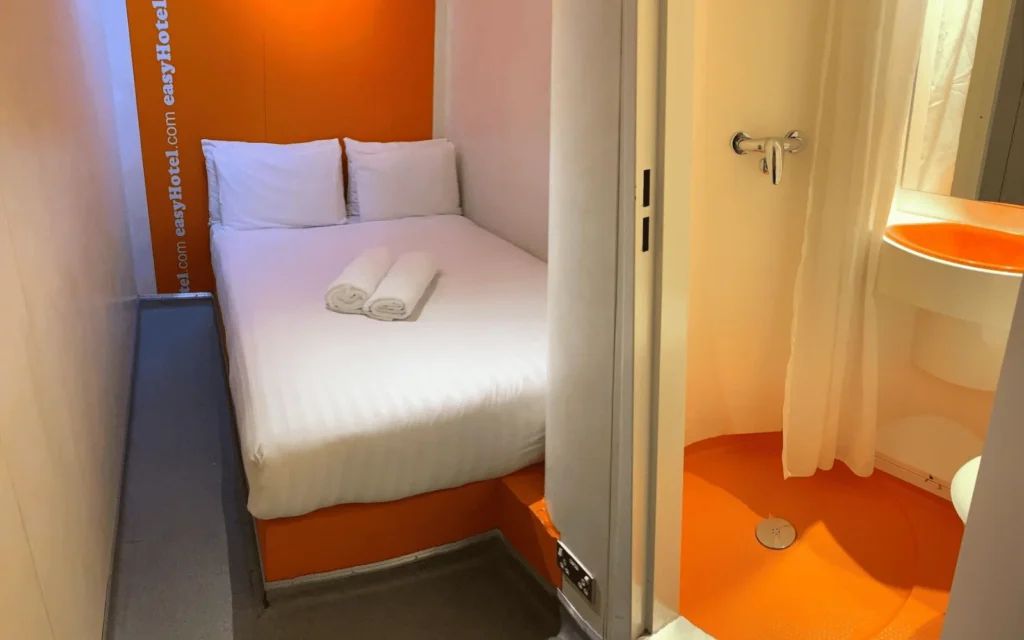 EasyHotel, inside of a room. Best capsule hotels in London