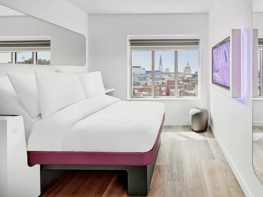 Inside one of Yotel London City hotel rooms