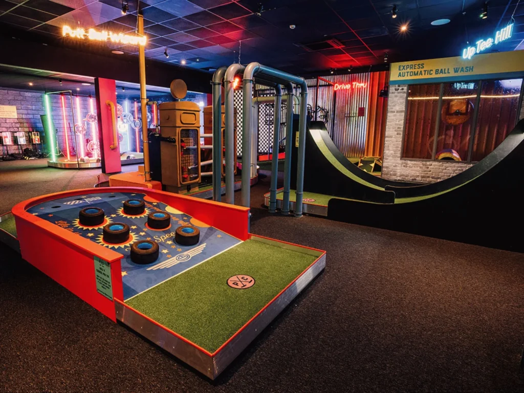 Inside view of Putt Club at their London Docklands venue