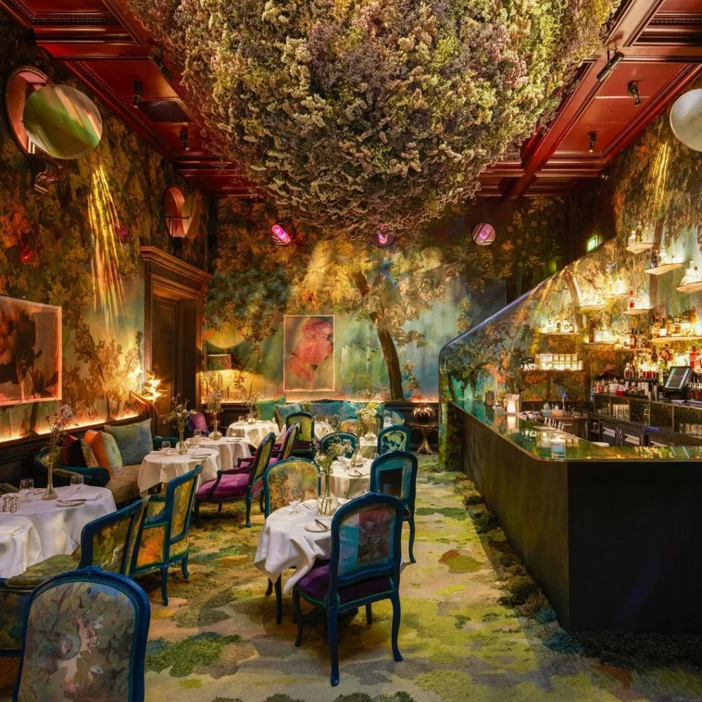 Inside view of Sketch The Glade in London. Botanical-Inspired Restaurants In London